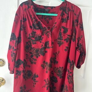 Torrid ‘Harper’ Red and Black Floral Blouse